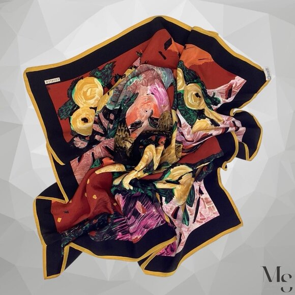 CODELLO Multicolor Art Print Silk Scarf 35.5" - 34´´ Good Condition - Picture 2 of 7